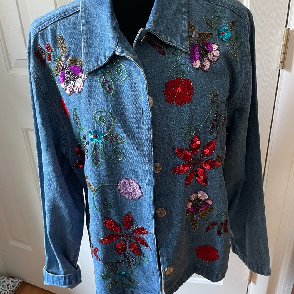 Tantrums sequined denim jacket sz M